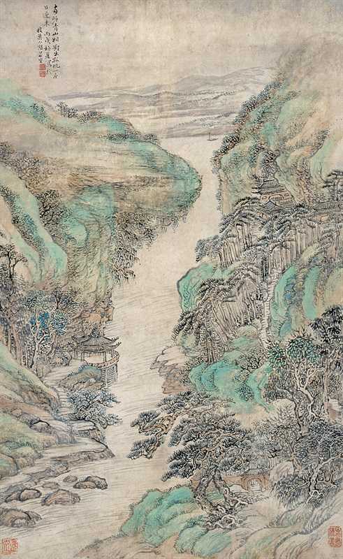 　　周颢 青绿山水 立轴 纸本 65x40cm 成交价：5.6万元 嘉德四季第21期拍卖会（2010-03-21） 中国嘉德拍卖供图